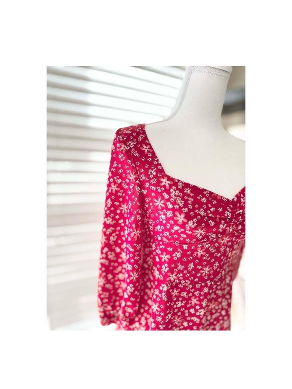 Zara Raspberry Floral Square-Neck Mini Dress - Picture 2 of 6